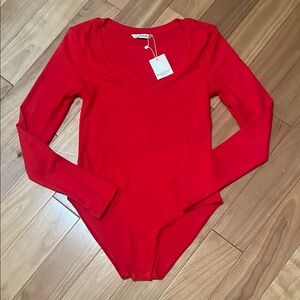 Red Long Sleeve Bodysuit